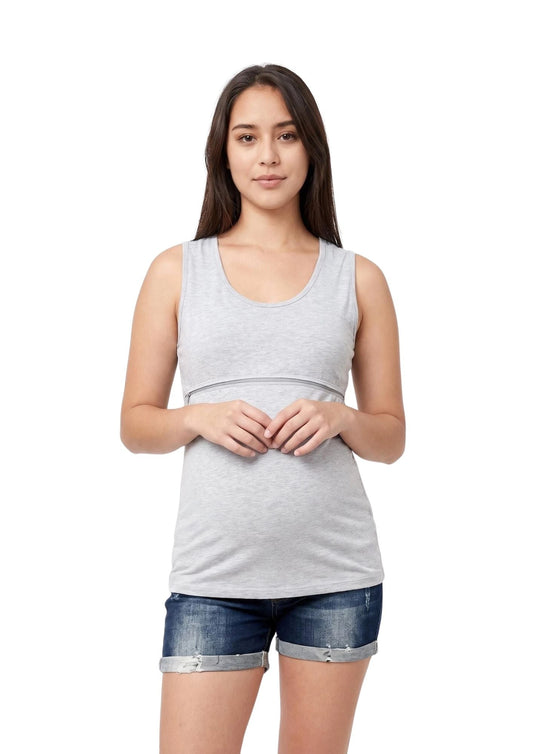 Lily Horizontal Zip Singlet - Grey - Latchwear