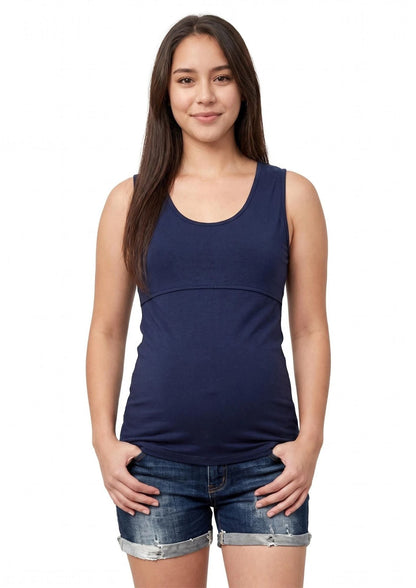 Lily Horizontal Zip Singlet - Navy - Latchwear