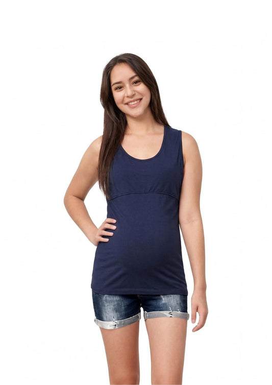 Lily Horizontal Zip Singlet - Navy - Latchwear