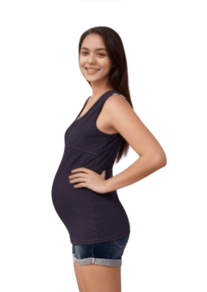 Lily Horizontal Zip Singlet - Navy - Latchwear