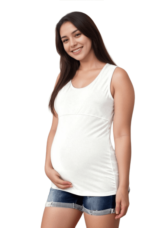 Lily Horizontal Zip Singlet - White - Latchwear