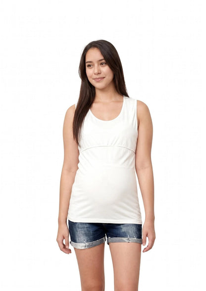 Lily Horizontal Zip Singlet - White - Latchwear