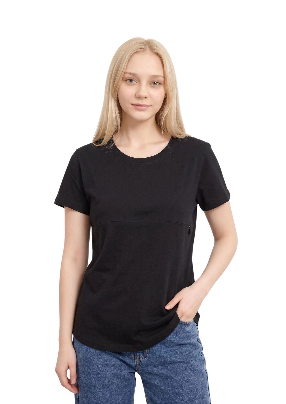 Luna - Horizontal Zip Tee - Black - Latchwear