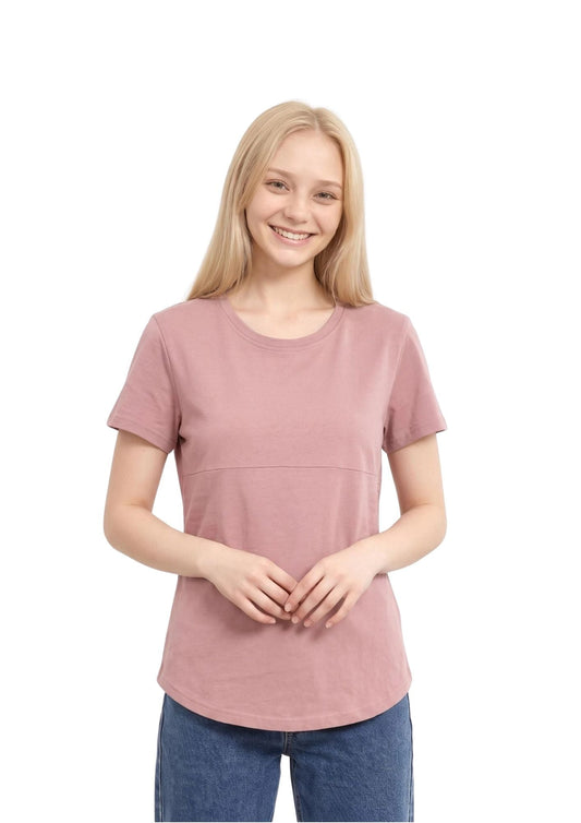 Luna - Horizontal Zip Tee - Dusky Pink - Latchwear
