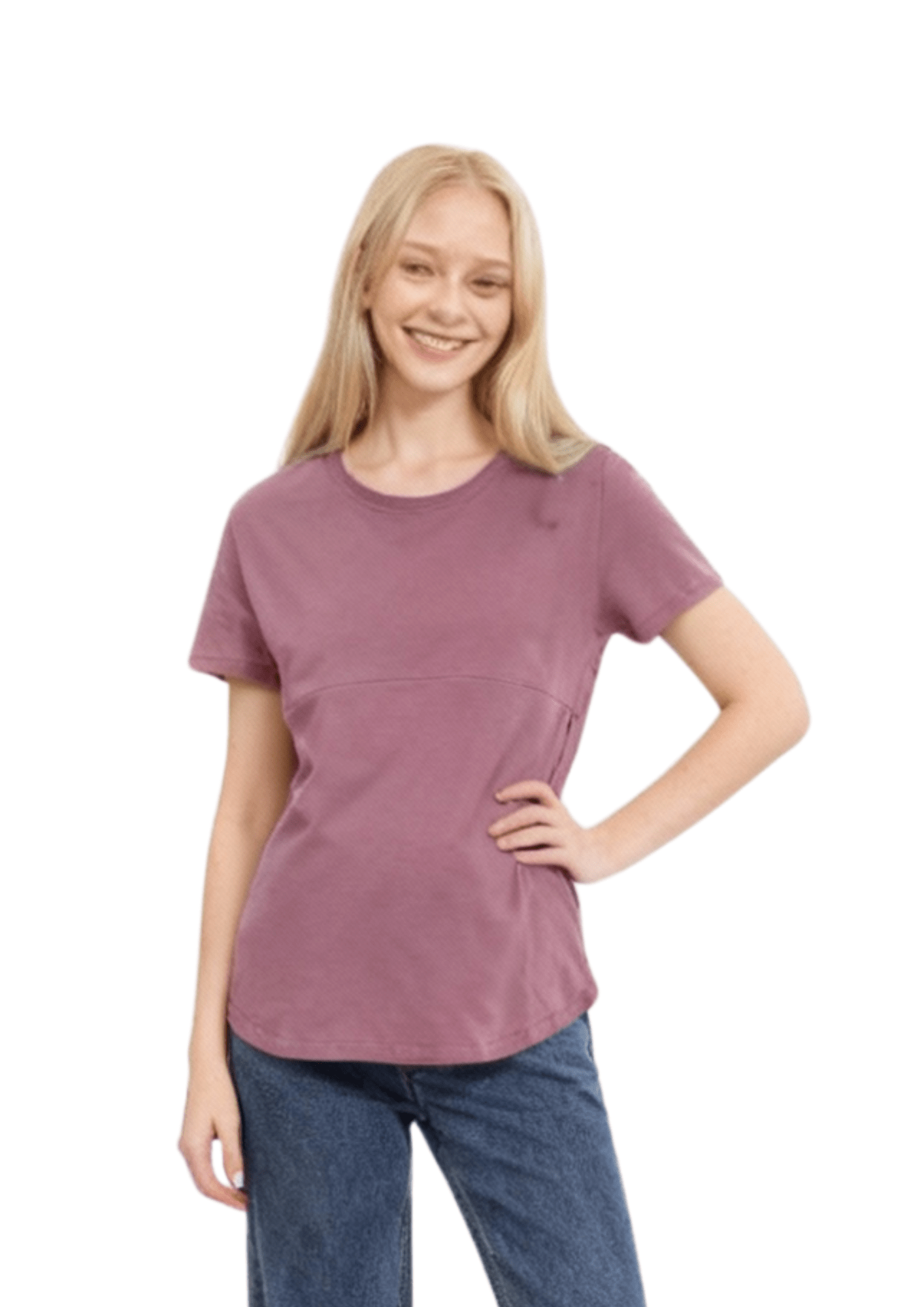 Luna - Horizontal Zip Tee - Dusky Pink - Latchwear