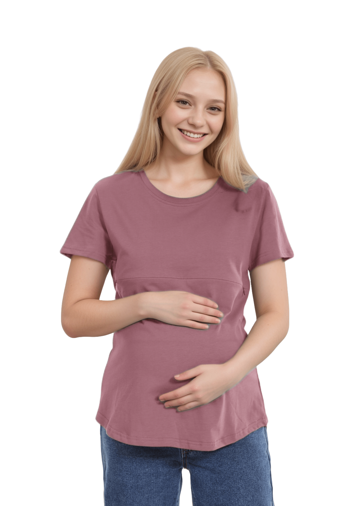 Luna - Horizontal Zip Tee - Dusky Pink - Latchwear