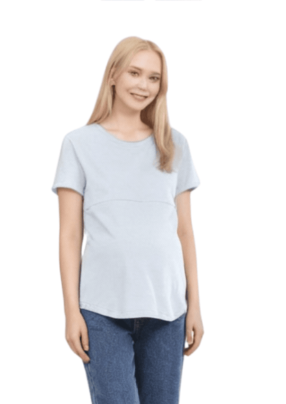 Luna - Horizontal Zip Tee - Powder Blue - Latchwear