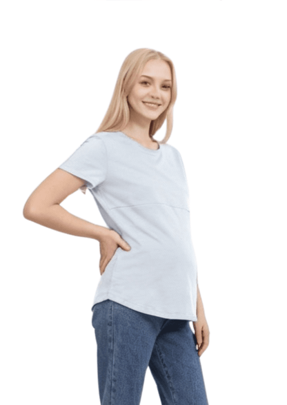 Luna - Horizontal Zip Tee - Powder Blue - Latchwear