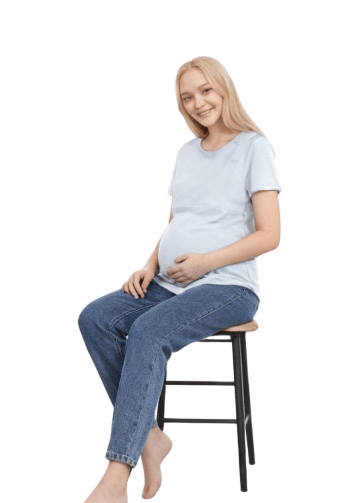 Luna - Horizontal Zip Tee - Powder Blue - Latchwear