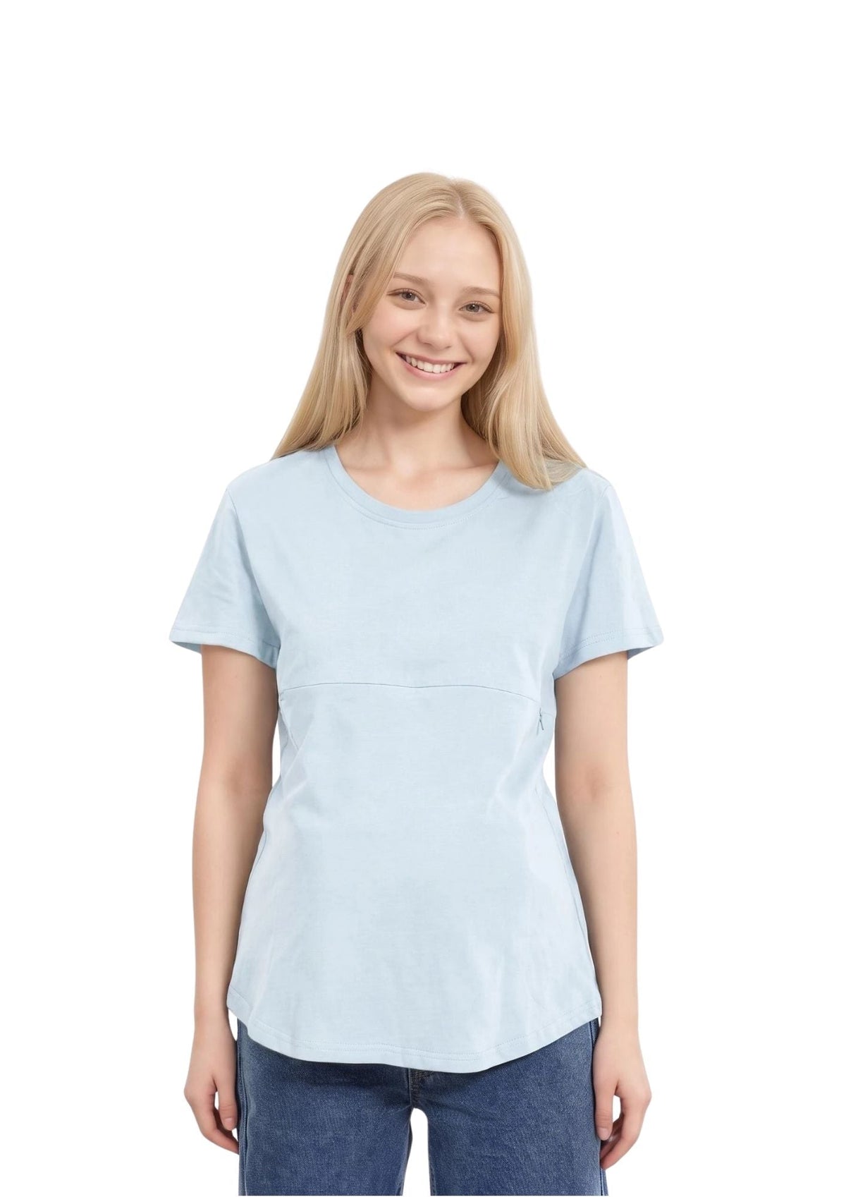 Luna - Horizontal Zip Tee - Powder Blue - Latchwear