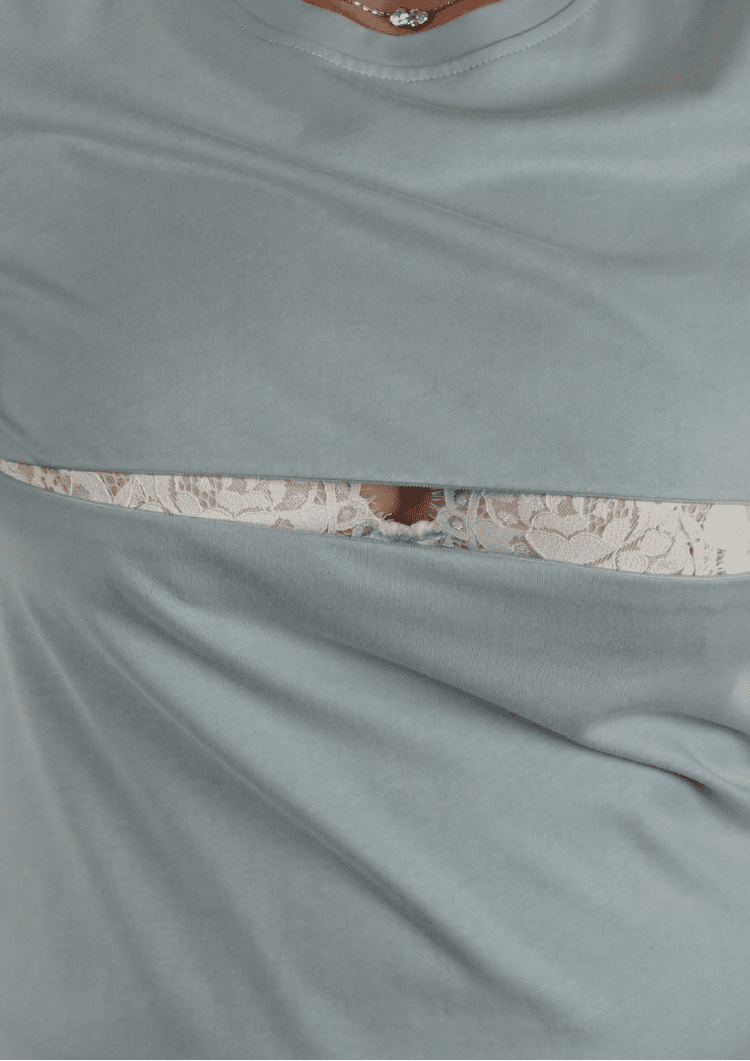 Luna - Horizontal Zip Tee - Powder Blue - Latchwear