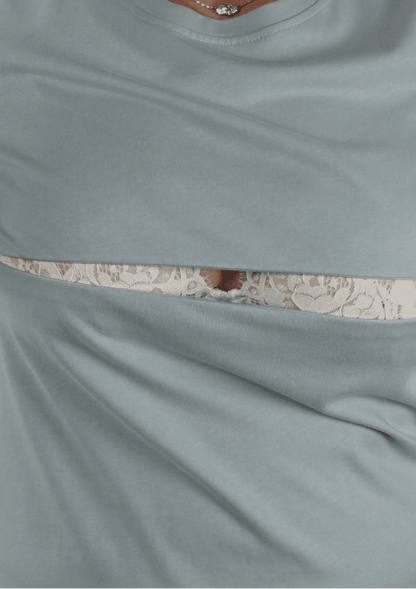 Luna - Horizontal Zip Tee - Powder Blue - Latchwear