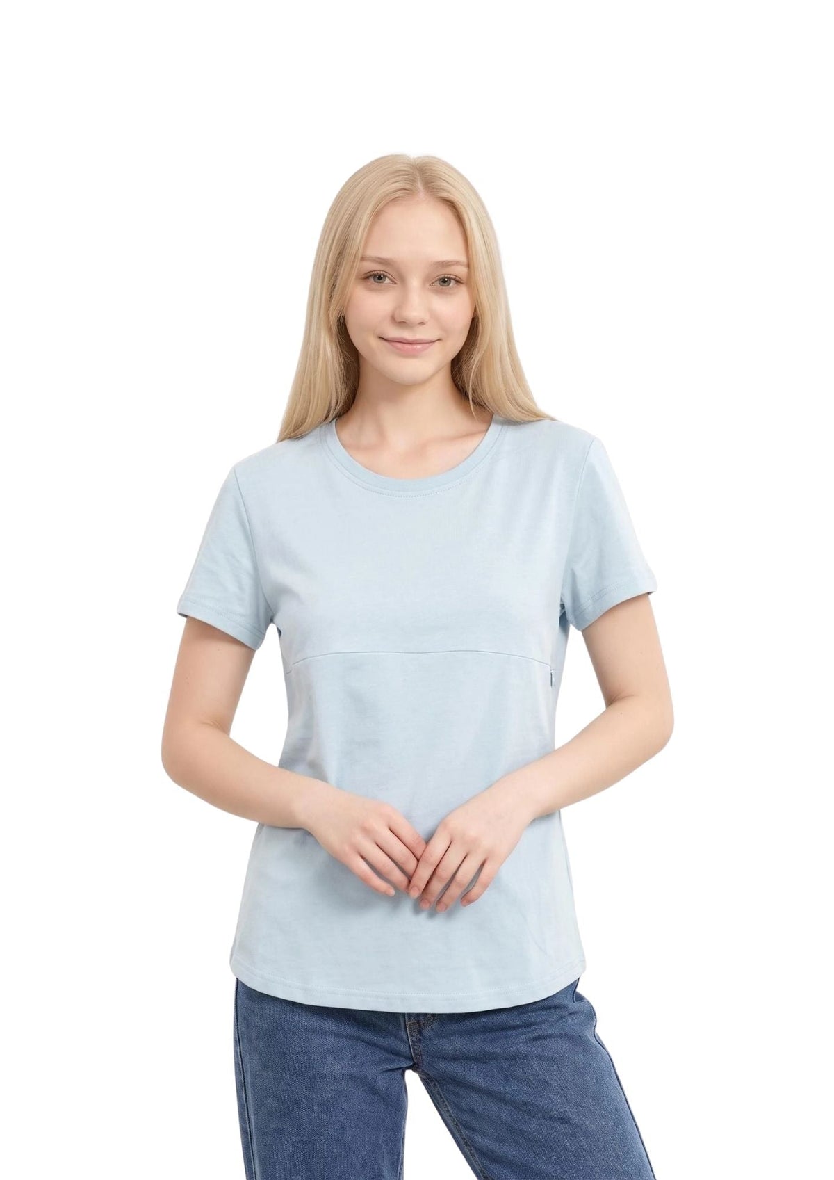 Luna - Horizontal Zip Tee - Powder Blue - Latchwear