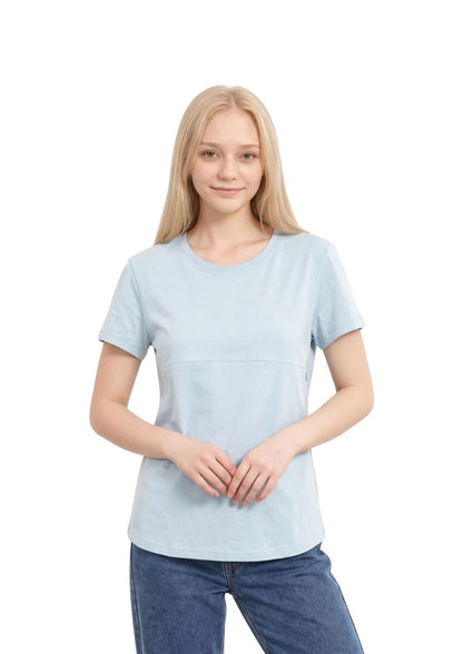 Luna - Horizontal Zip Tee - Powder Blue - Latchwear