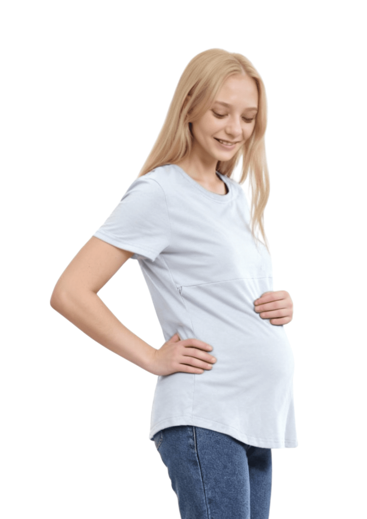 Luna - Horizontal Zip Tee - Powder Blue - Latchwear