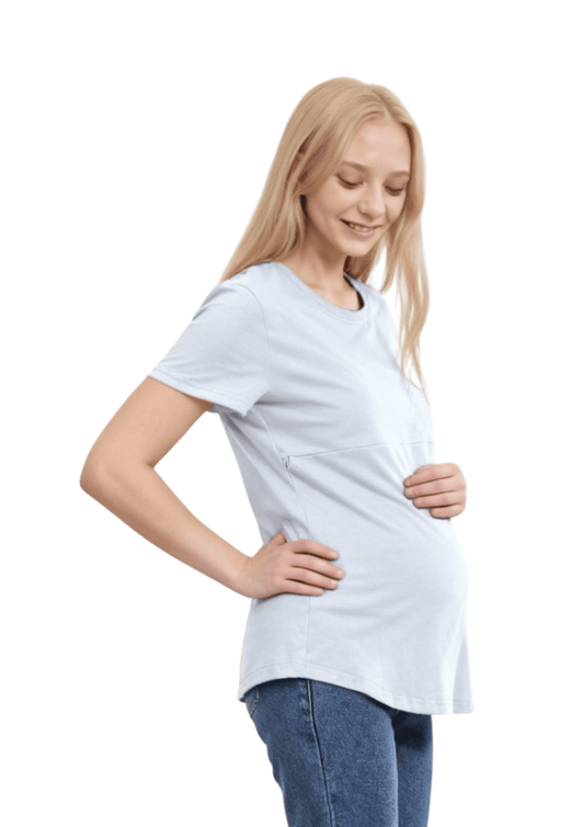 Luna - Horizontal Zip Tee - Powder Blue - Latchwear