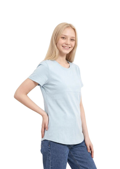 Luna - Horizontal Zip Tee - Powder Blue - Latchwear