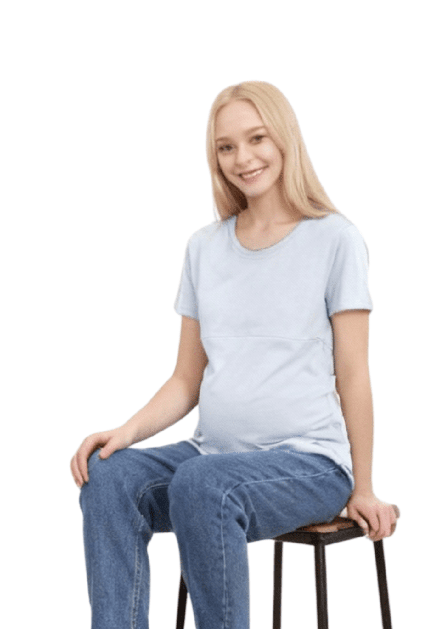Luna - Horizontal Zip Tee - Powder Blue - Latchwear