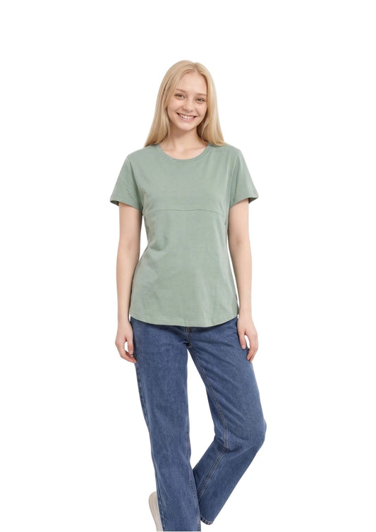 Luna - Horizontal Zip Tee - Sea Green - Latchwear