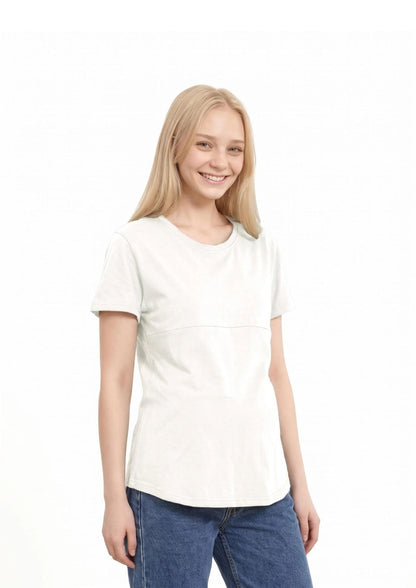 Luna - Horizontal Zip Tee - White - Latchwear