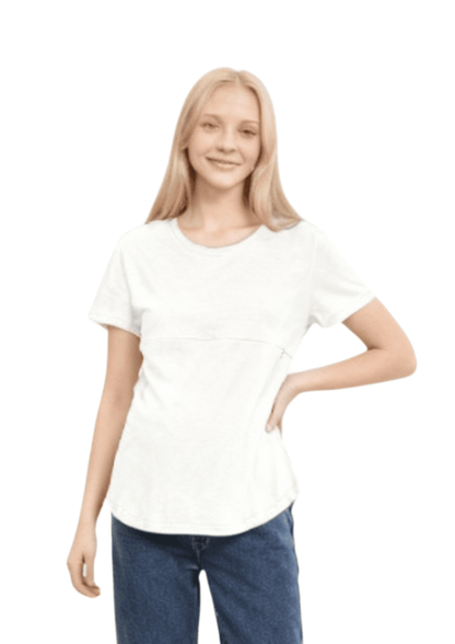 Luna - Horizontal Zip Tee - White - Latchwear