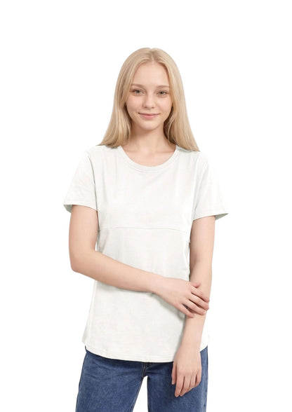 Luna - Horizontal Zip Tee - White - Latchwear