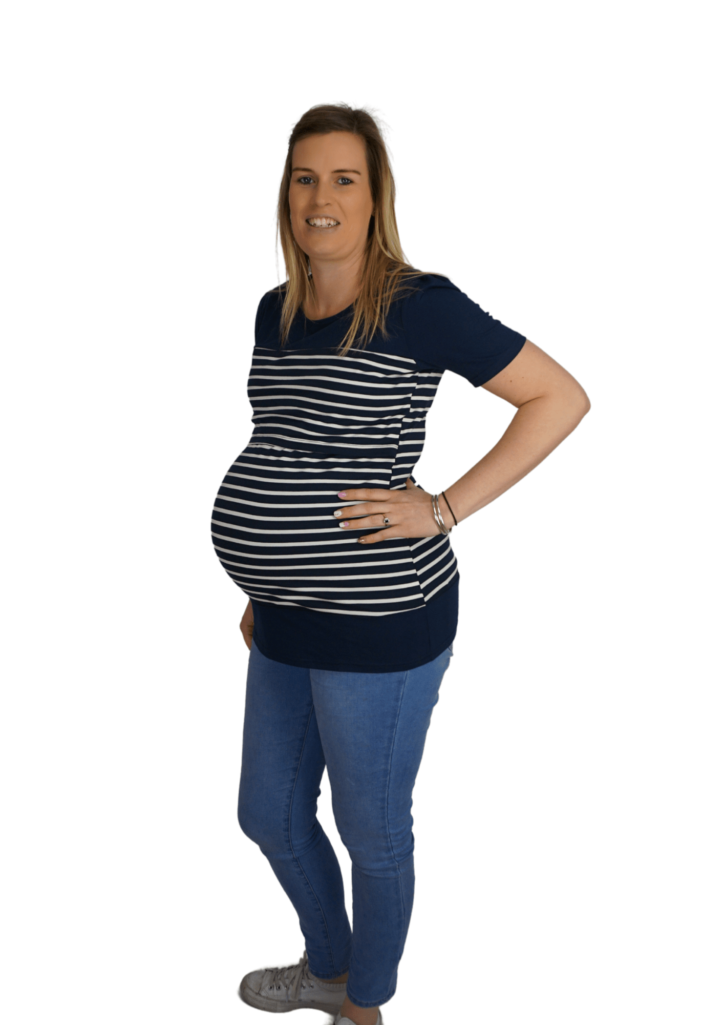 Melanie - Long Tee Navy Stripe - Latchwear