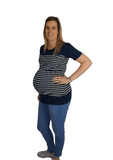 Melanie - Long Tee Navy Stripe - Latchwear
