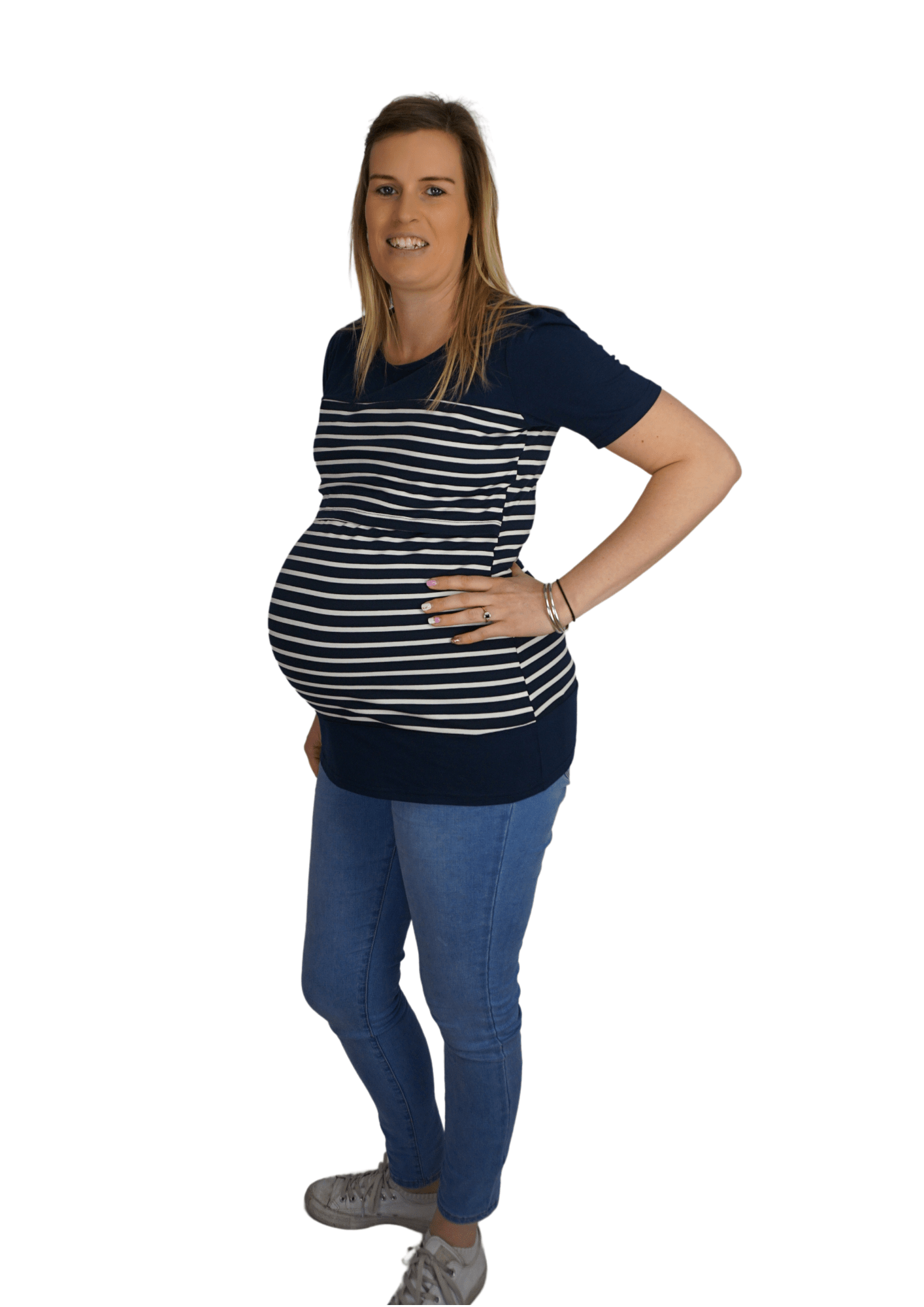 Melanie - Long Tee Navy Stripe - Latchwear