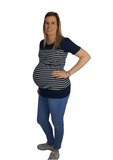 Melanie - Long Tee Navy Stripe - Latchwear