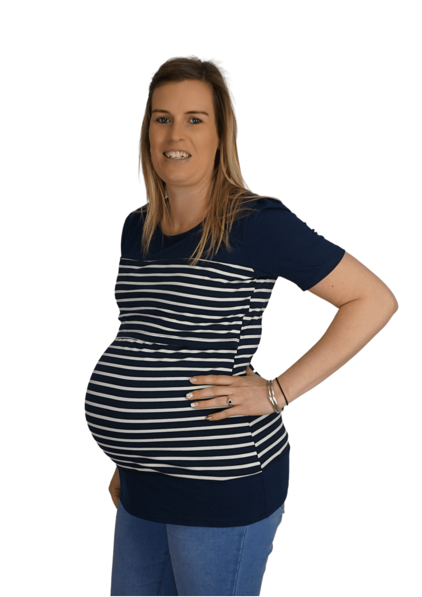 Melanie - Long Tee Navy Stripe - Latchwear