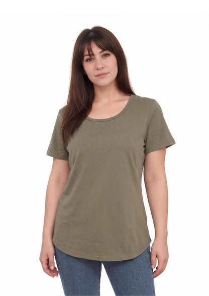 Mia Zip Tee - Khaki - Latchwear