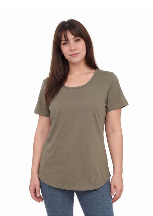 Mia Zip Tee - Khaki - Latchwear