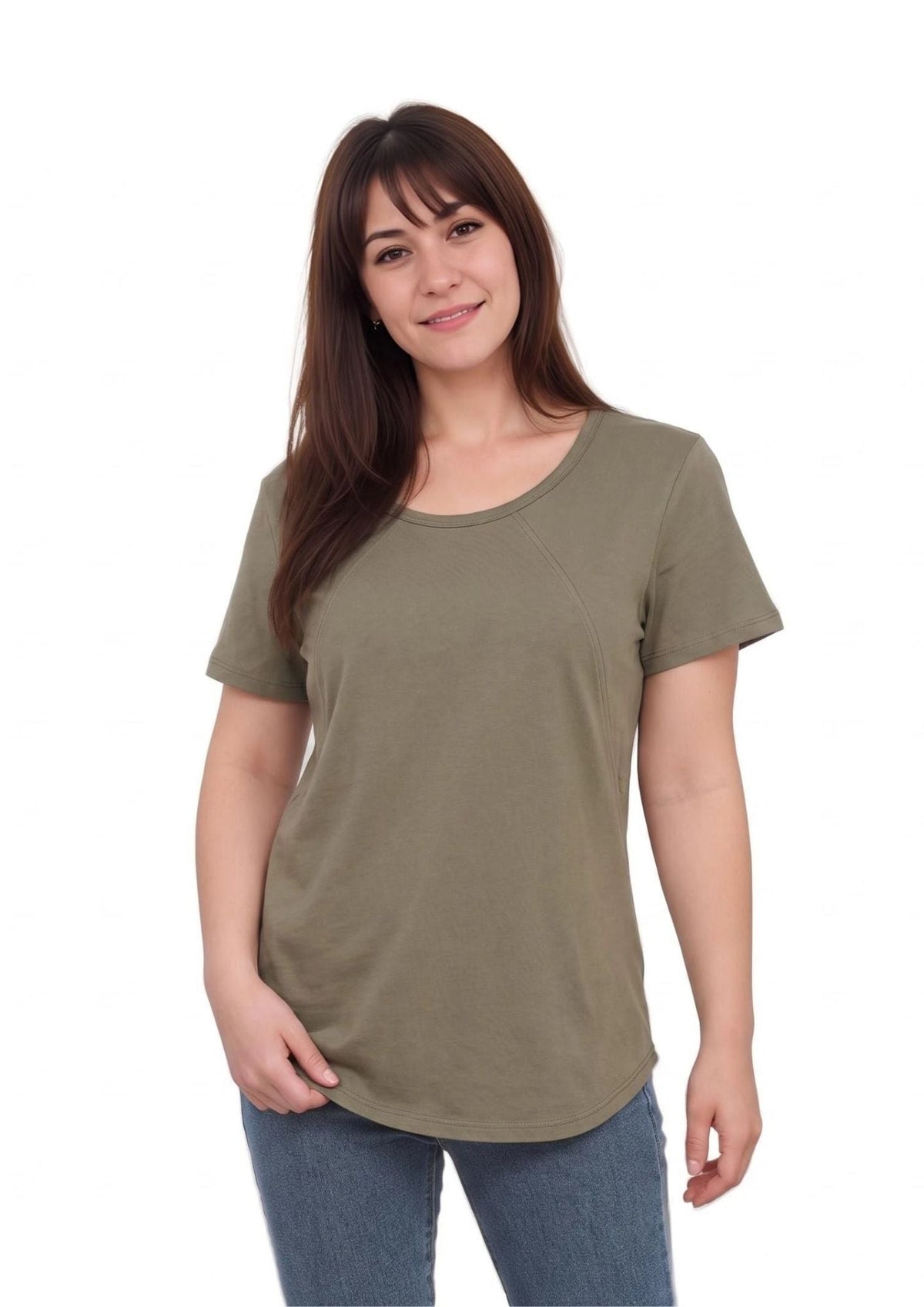 Mia Zip Tee - Khaki - Latchwear