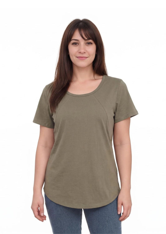 Mia Zip Tee - Khaki - Latchwear
