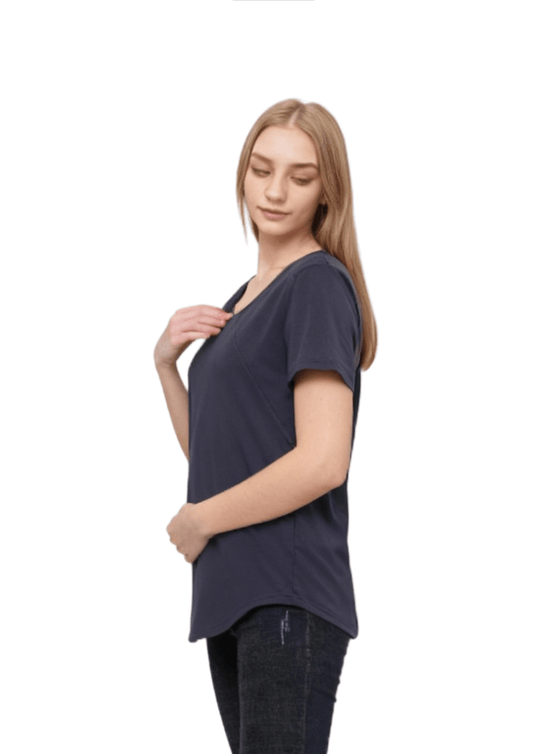 Mia Zip Tee - Navy - Latchwear