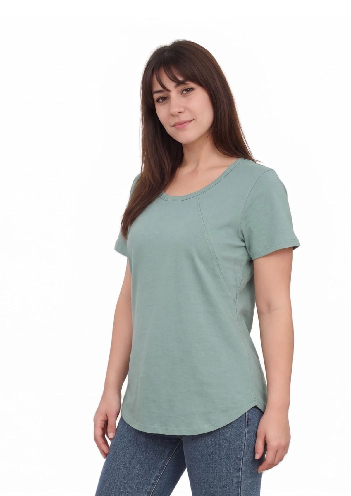 Mia Zip Tee - Sea Green - Latchwear