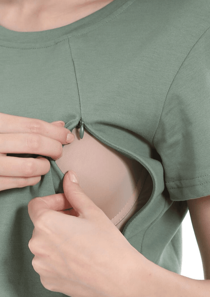 Mia Zip Tee - Sea Green - Latchwear