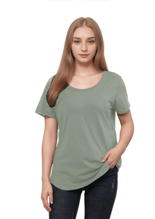 Mia Zip Tee - Sea Green - Latchwear