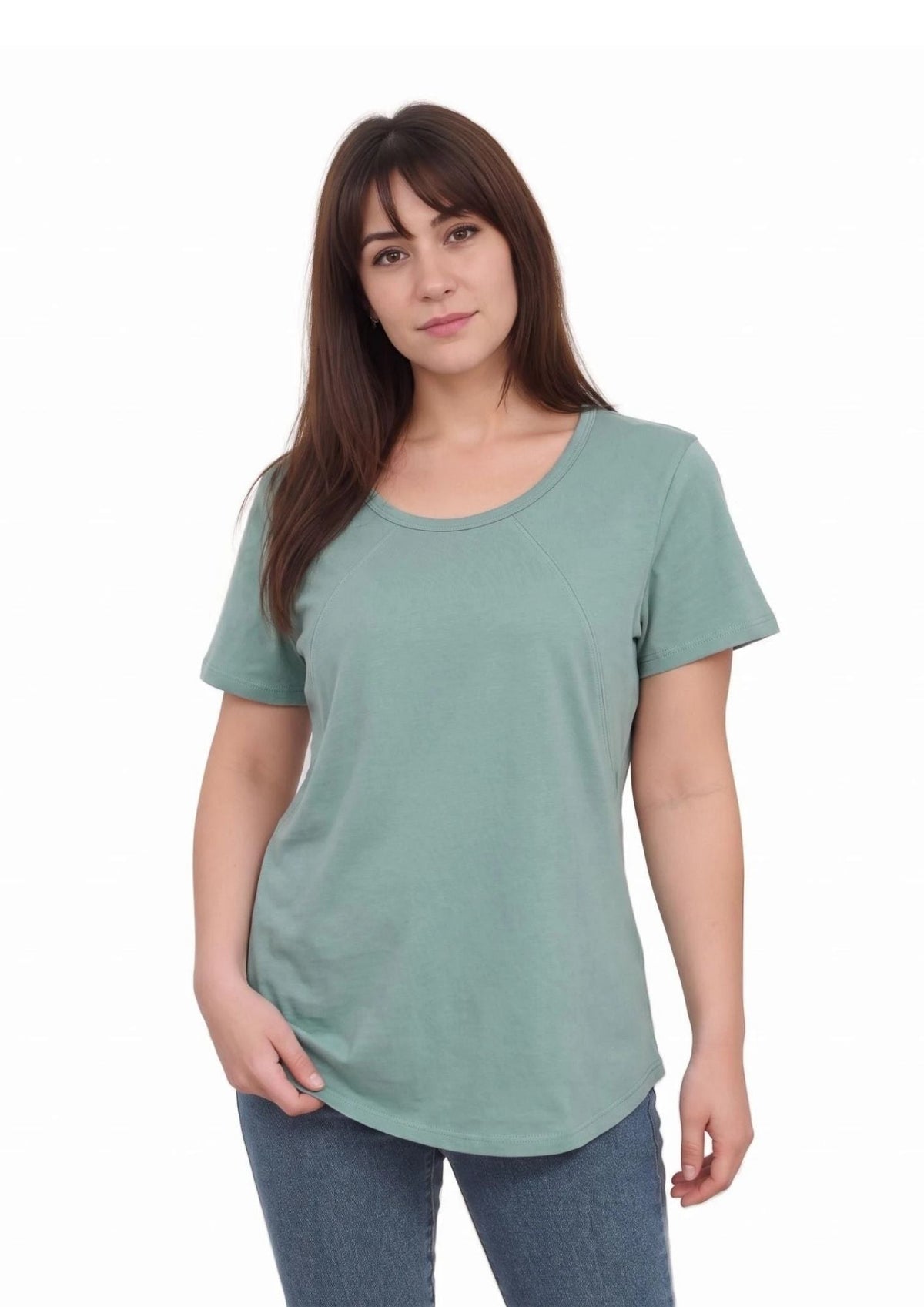 Mia Zip Tee - Sea Green - Latchwear