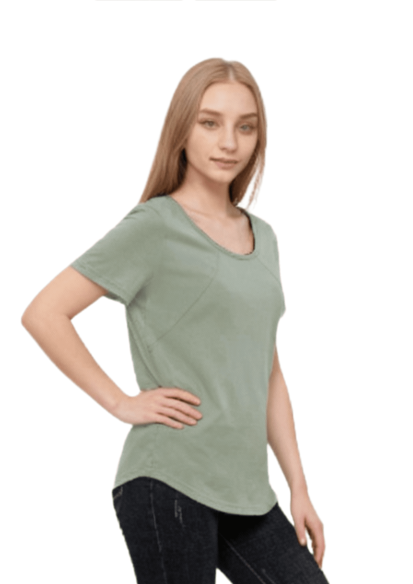 Mia Zip Tee - Sea Green - Latchwear