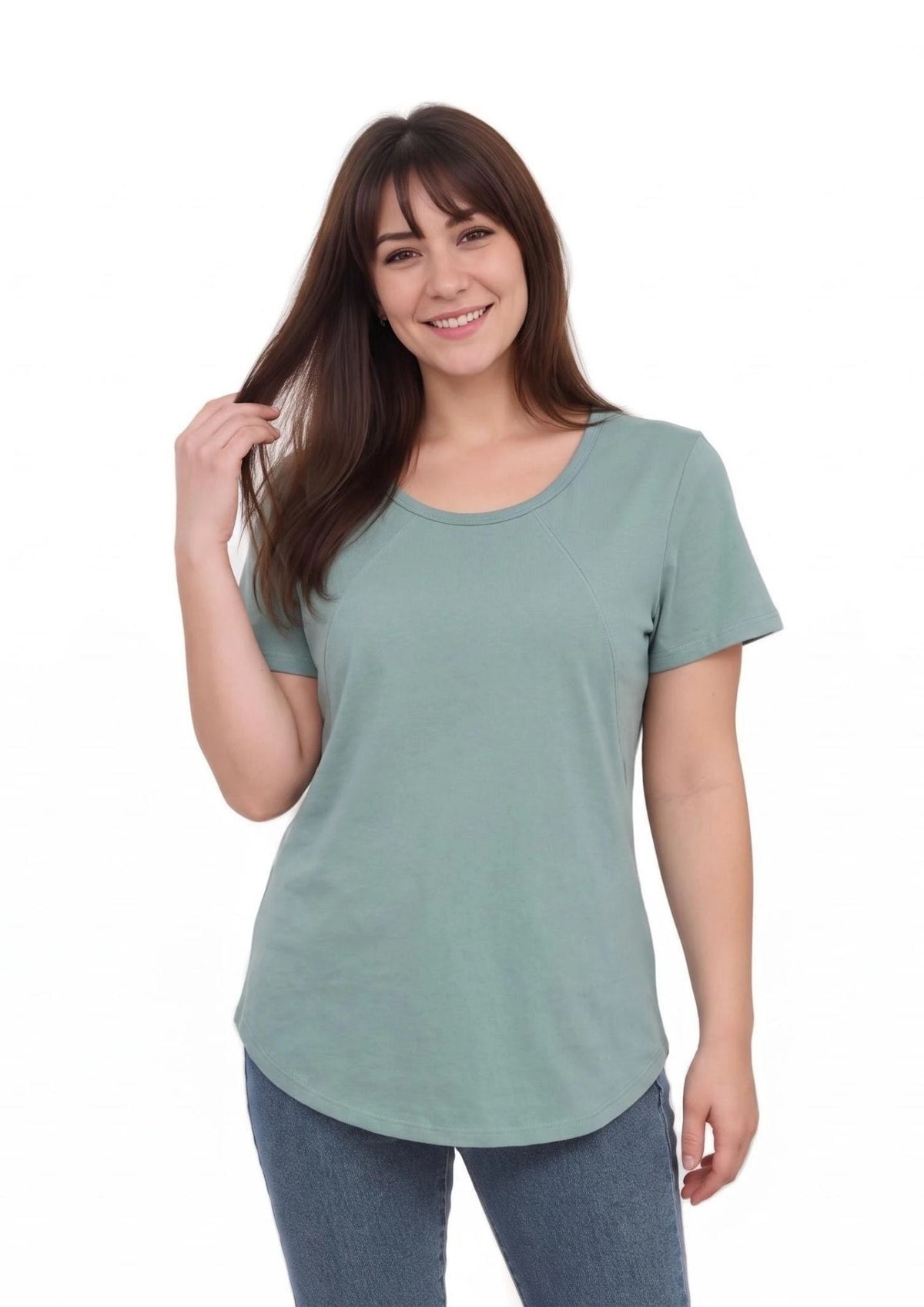 Mia Zip Tee - Sea Green - Latchwear