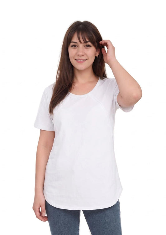 Mia Zip Tee - White - Latchwear
