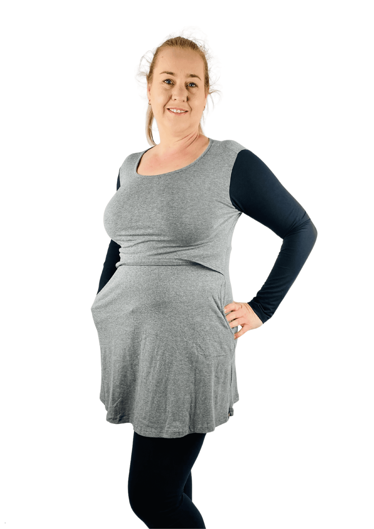Sadie Tunic with POCKETS - Grey & Black - Latchwear
