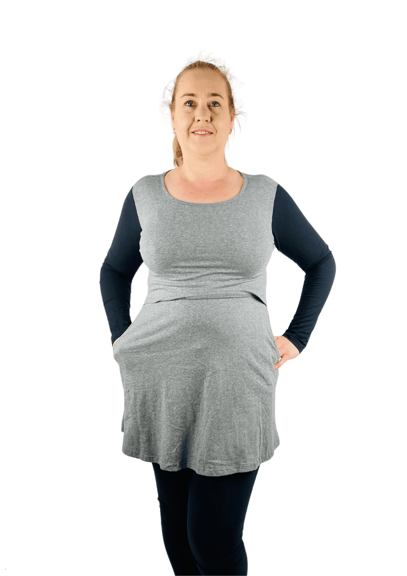 Sadie Tunic with POCKETS - Grey & Black - Latchwear