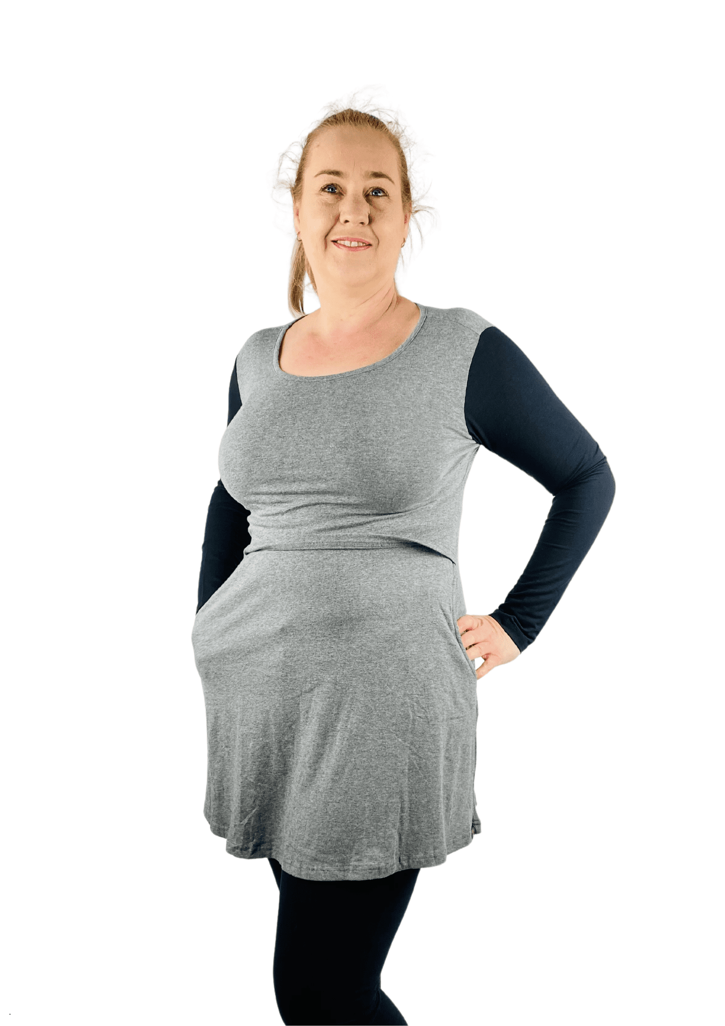 Sadie Tunic with POCKETS - Grey & Black - Latchwear