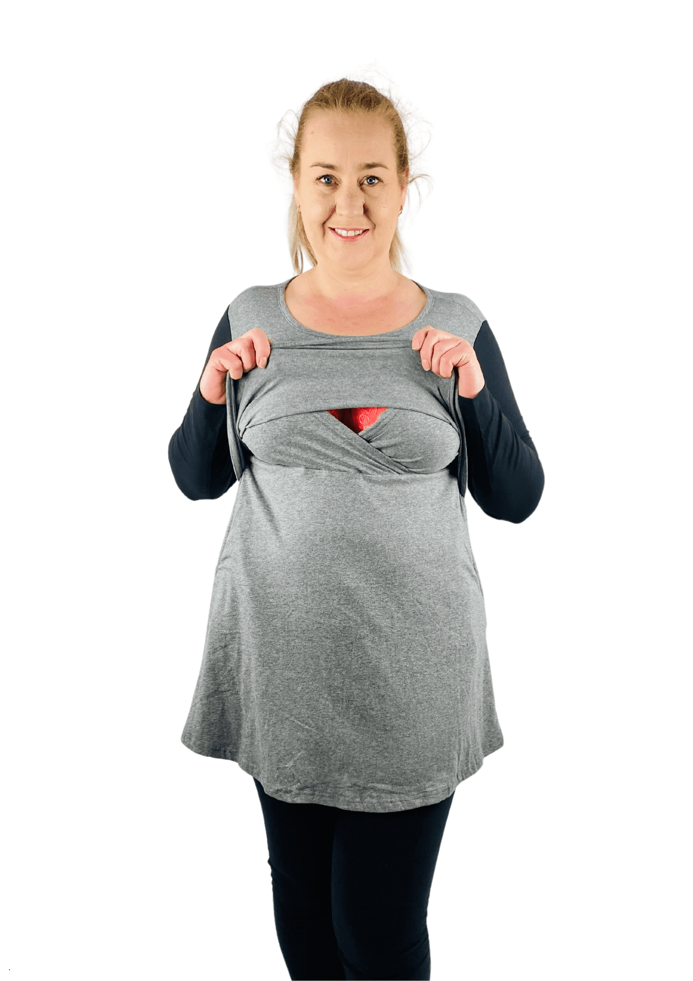 Sadie Tunic with POCKETS - Grey & Black - Latchwear