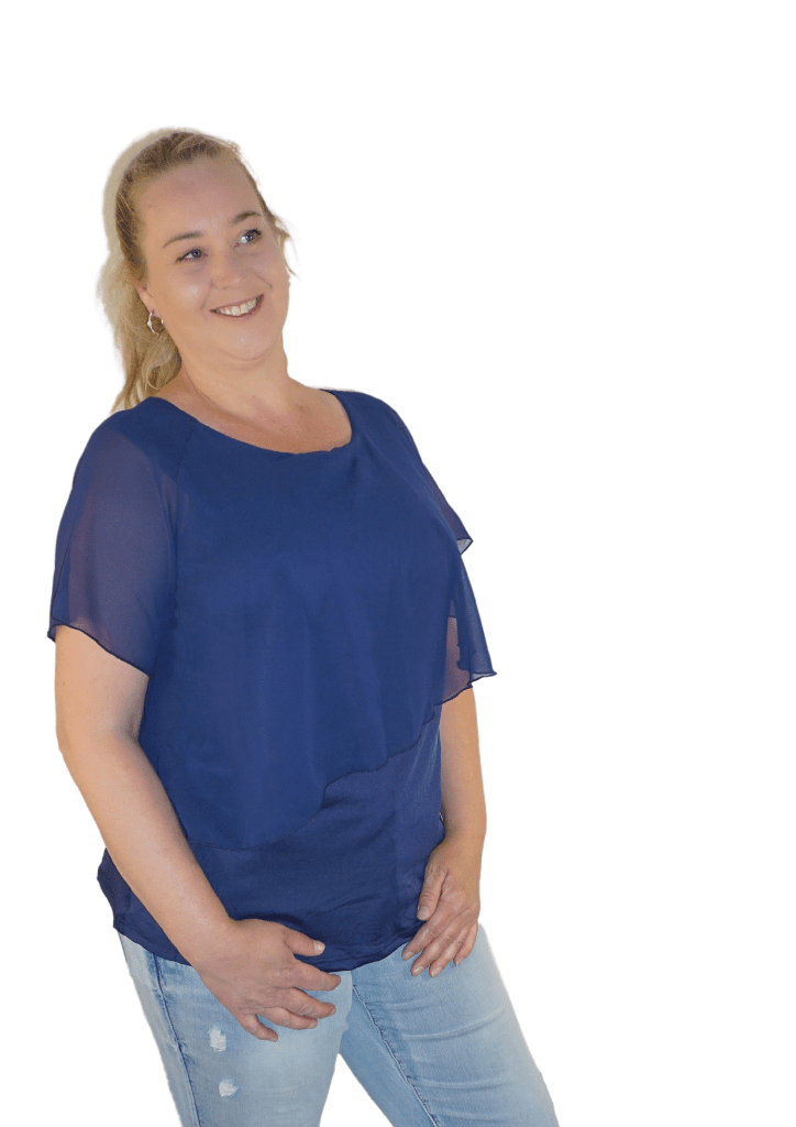 Violet - Chiffon Top - Navy - Latchwear