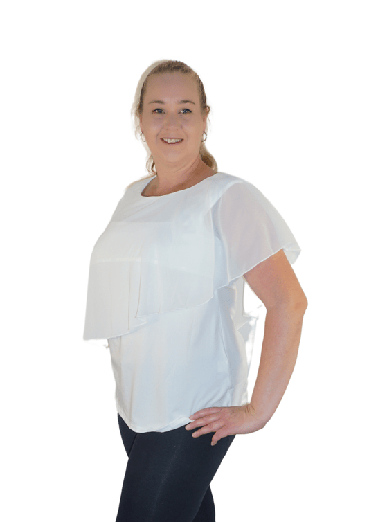 Violet - Chiffon Top - White - Latchwear