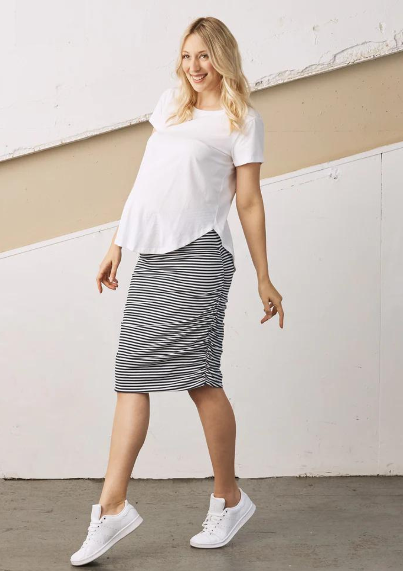 AM - Navy Stripe Skirt